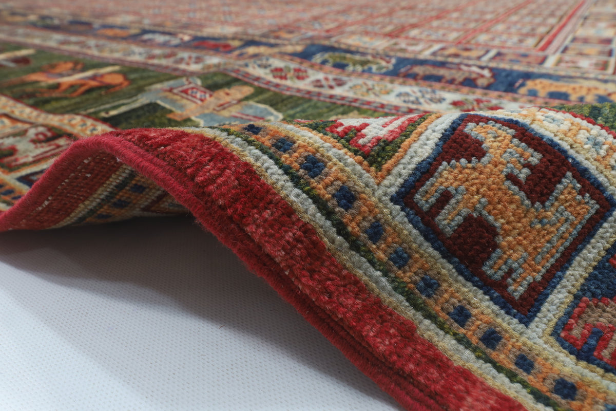 205 x 297 cm | Animal Red Design Hand Knotted veg Dye Wool Afghan Carpet