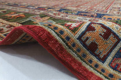 205 x 297 cm | Animal Red Design Hand Knotted veg Dye Wool Afghan Carpet