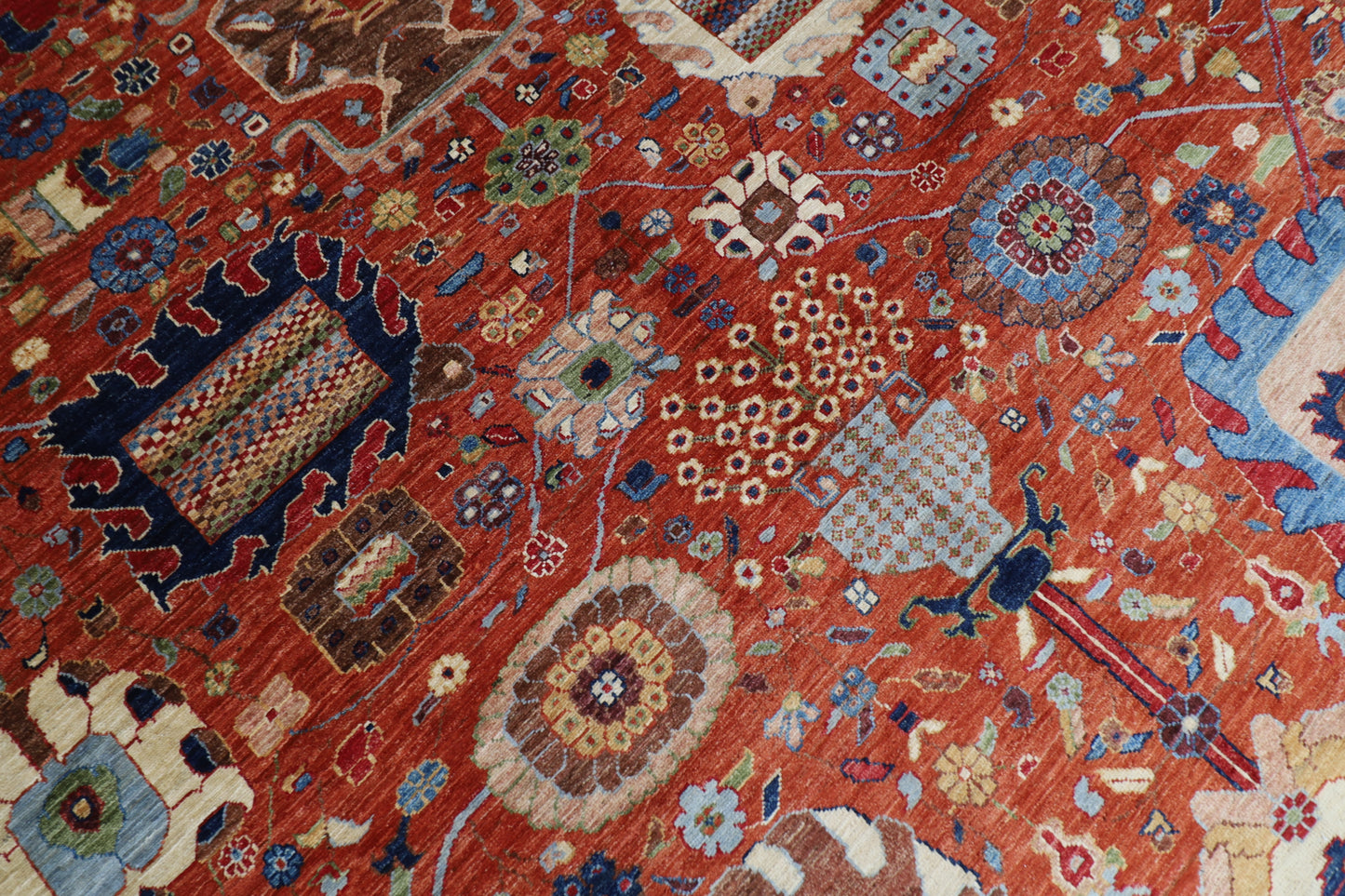 361 x 464 cm | Oriental Large Serapi Red Area Rug Afghan Hand Knotted Veg Dye Wool carpet