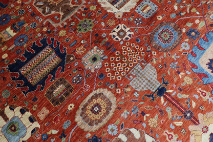 361 x 464 cm | Oriental Large Serapi Red Area Rug Afghan Hand Knotted Veg Dye Wool carpet