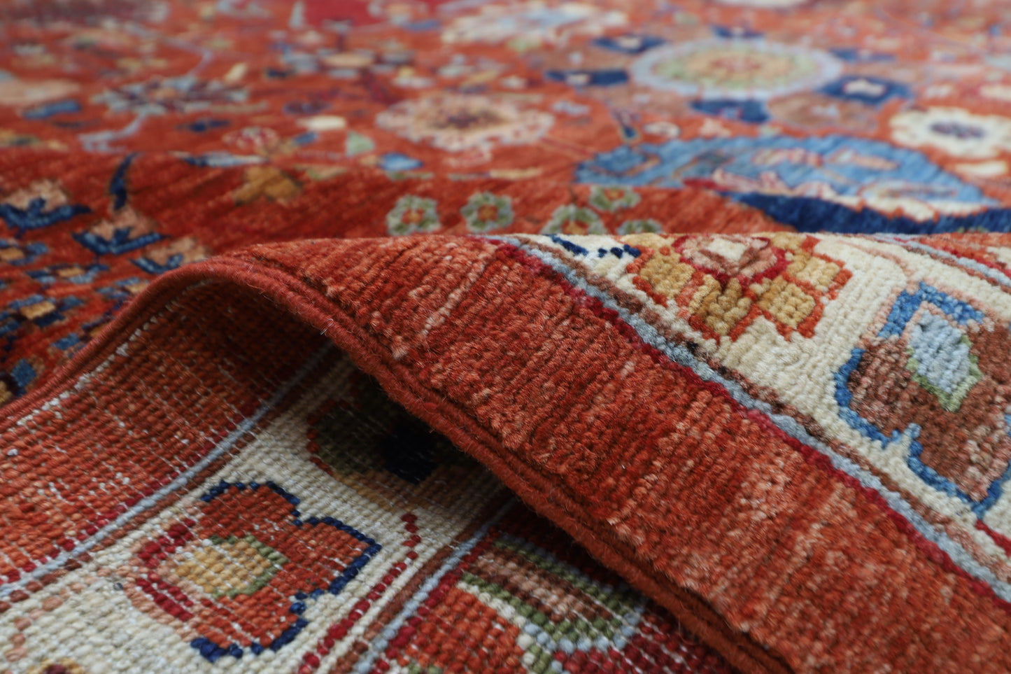 361 x 464 cm | Oriental Large Serapi Red Area Rug Afghan Hand Knotted Veg Dye Wool carpet