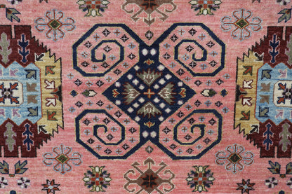 205 x 296 cm | Waziri Pink Design Hand Knotted Veg Dye Wool Afghan Carpet