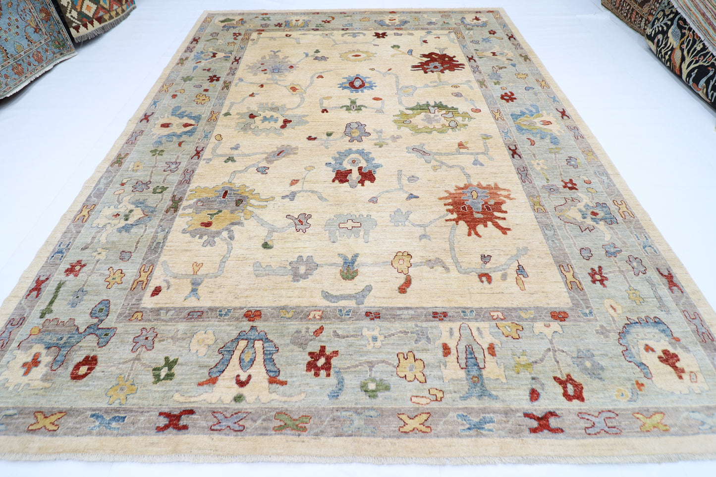 280 x 365 cm | Oushak Afghan Tribal Hand Knotted Veg Dye Wool carpet
