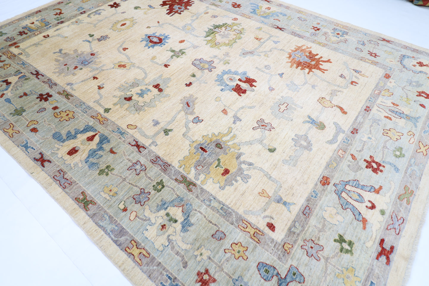 280 x 365 cm | Oushak Afghan Tribal Hand Knotted Veg Dye Wool carpet