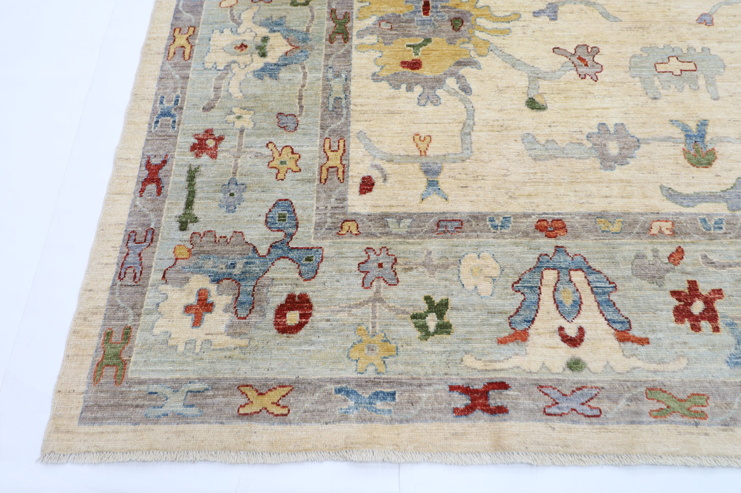 280 x 365 cm | Oushak Afghan Tribal Hand Knotted Veg Dye Wool carpet