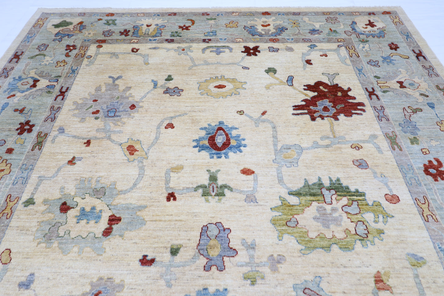 280 x 365 cm | Oushak Afghan Tribal Hand Knotted Veg Dye Wool carpet