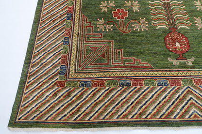 310 x 415 cm | Oriental Suzani Green Area Rug Afghan Hand Knotted Veg Dye Wool carpet