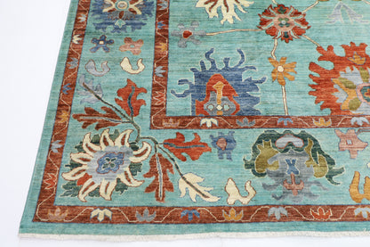 299 x 431 cm | Oushak Turquoise Afghan Tribal Hand Knotted Veg Dye Wool carpet