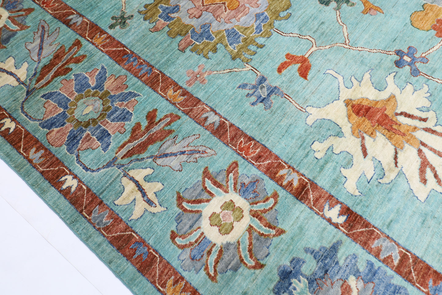 299 x 431 cm | Oushak Turquoise Afghan Tribal Hand Knotted Veg Dye Wool carpet