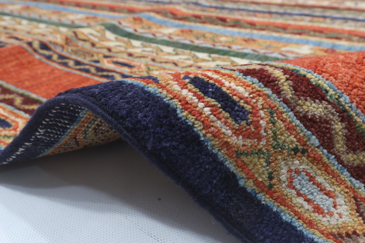198 x 298 cm | Shall Design Hand Knotted Veg Dye Wool Afghan Carpet