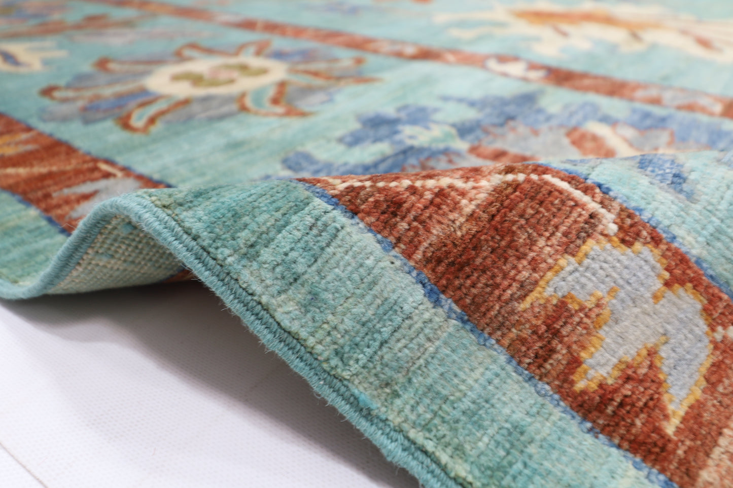 299 x 431 cm | Oushak Turquoise Afghan Tribal Hand Knotted Veg Dye Wool carpet