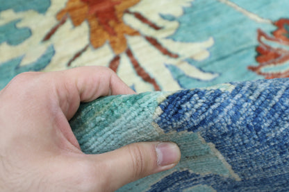 299 x 431 cm | Oushak Turquoise Afghan Tribal Hand Knotted Veg Dye Wool carpet