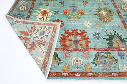 299 x 431 cm | Oushak Turquoise Afghan Tribal Hand Knotted Veg Dye Wool carpet