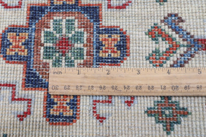 198 x 296 cm | Kazak Red Design Hand Knotted Veg Dye Wool Afghan Carpet