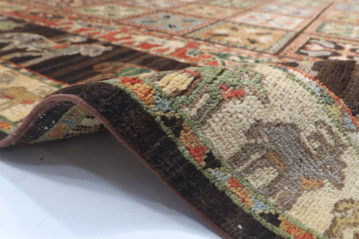 154 x 210 cm | Animal brown Design Hand Knotted Veg Dye Wool Afghan Carpet