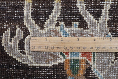154 x 210 cm | Animal brown Design Hand Knotted Veg Dye Wool Afghan Carpet