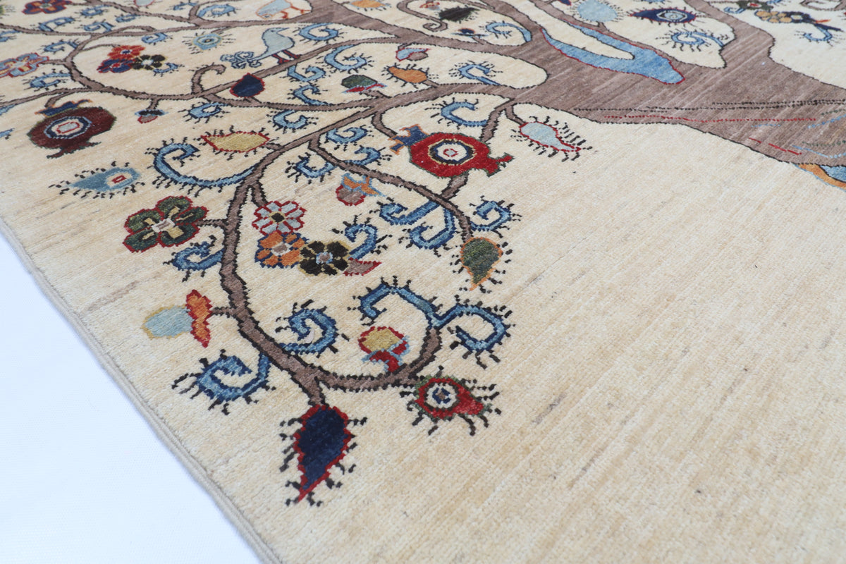 153 x 204 cm | Tree of life Design Hand Knotted Veg Dye Wool Afghan Carpet