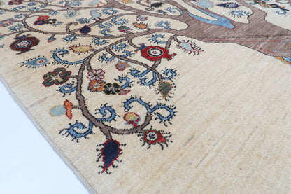 153 x 204 cm | Tree of life Design Hand Knotted Veg Dye Wool Afghan Carpet
