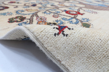 153 x 204 cm | Tree of life Design Hand Knotted Veg Dye Wool Afghan Carpet