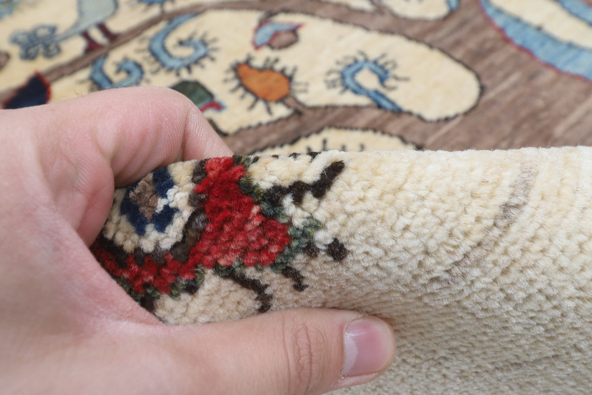 153 x 204 cm | Tree of life Design Hand Knotted Veg Dye Wool Afghan Carpet