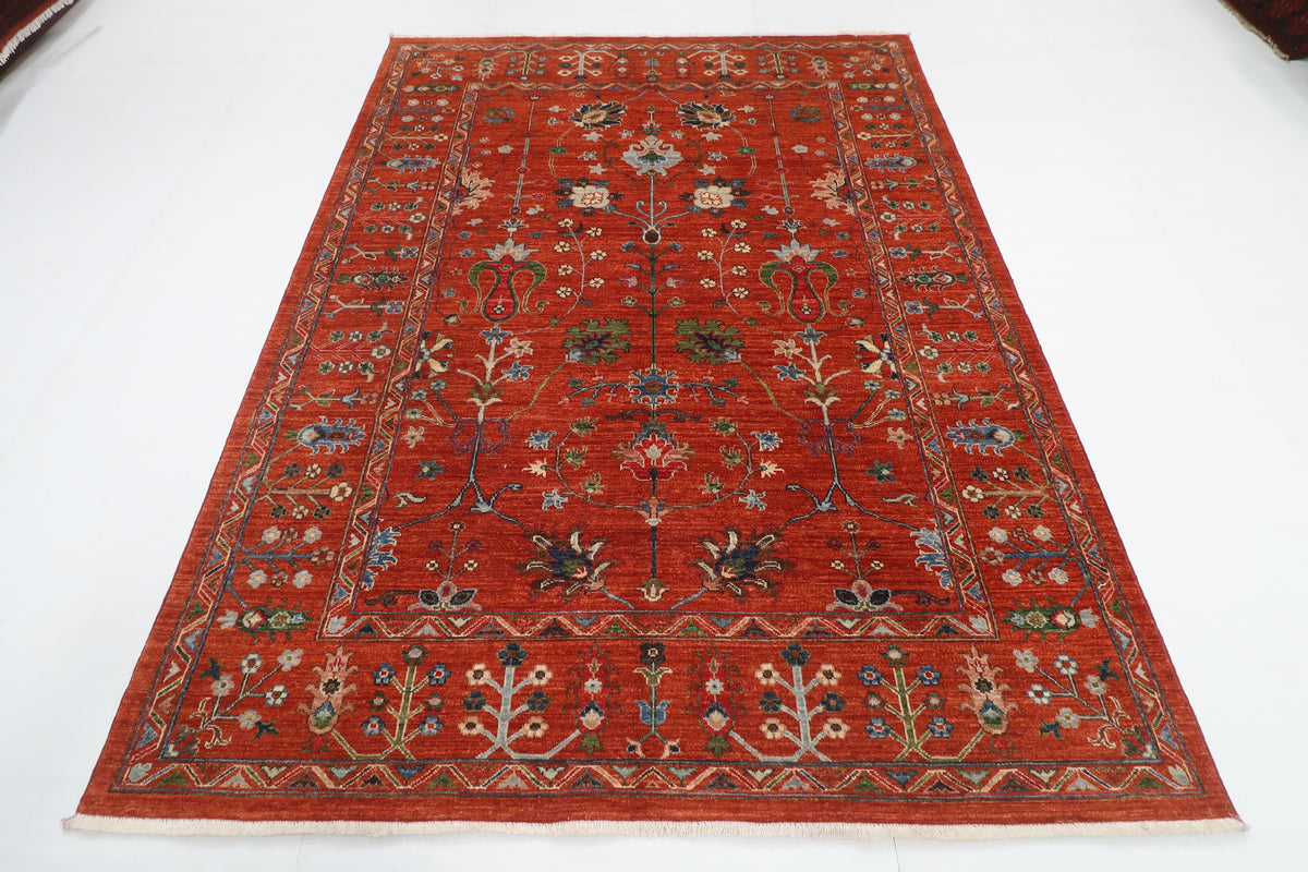 183 x 244 cm | Sultani Design Hand Knotted Veg Dye Wool Afghan Carpet