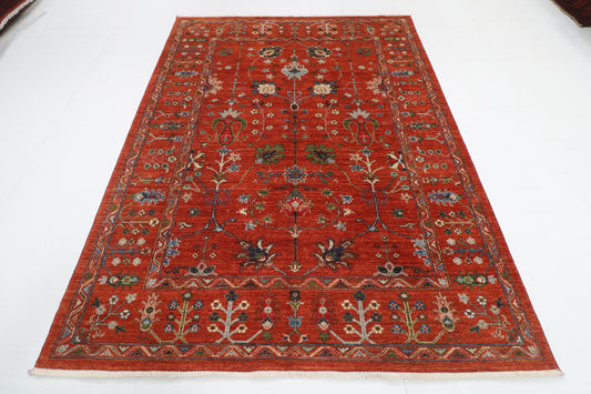 183 x 244 cm | Sultani Design Hand Knotted Veg Dye Wool Afghan Carpet