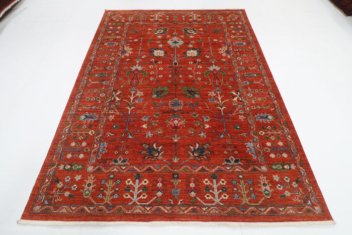 183 x 244 cm | Sultani Design Hand Knotted Veg Dye Wool Afghan Carpet