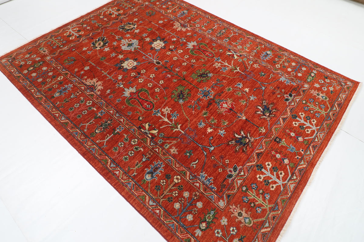 183 x 244 cm | Sultani Design Hand Knotted Veg Dye Wool Afghan Carpet