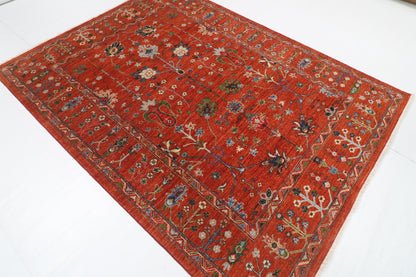 183 x 244 cm | Sultani Design Hand Knotted Veg Dye Wool Afghan Carpet