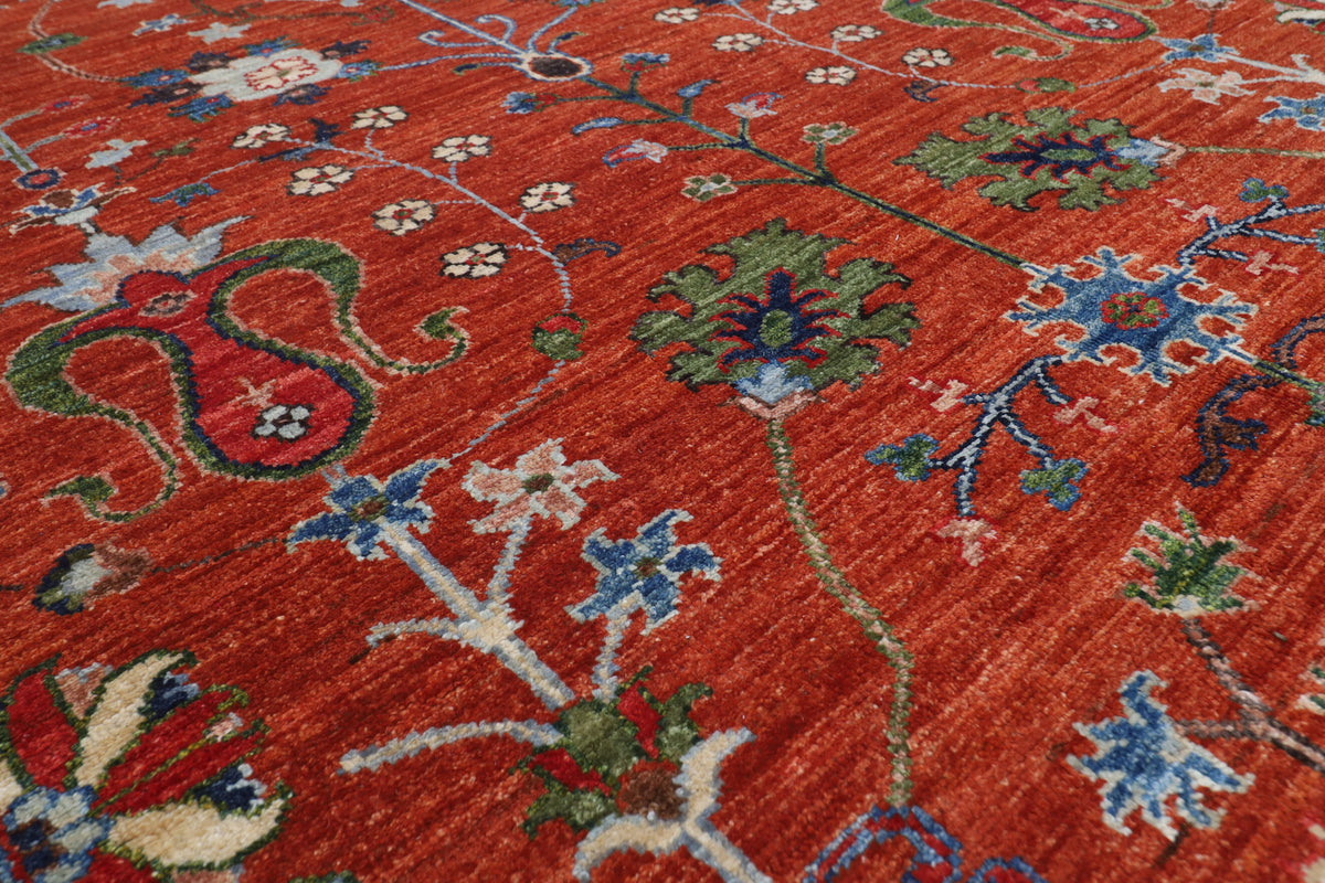 183 x 244 cm | Sultani Design Hand Knotted Veg Dye Wool Afghan Carpet