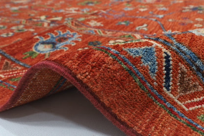 183 x 244 cm | Sultani Design Hand Knotted Veg Dye Wool Afghan Carpet