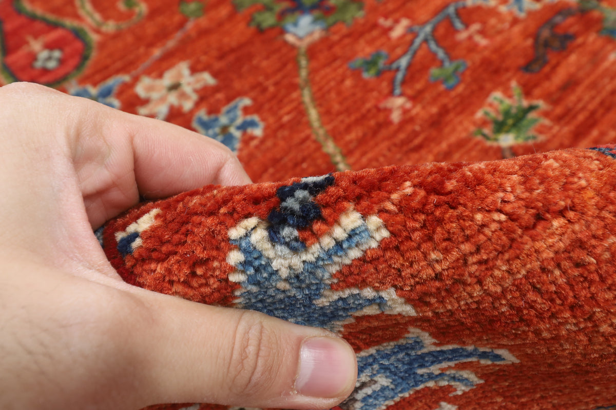 183 x 244 cm | Sultani Design Hand Knotted Veg Dye Wool Afghan Carpet