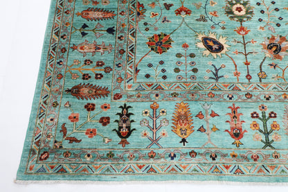 301 x 393 cm | Sultani Turquoise Afghan Tribal Hand Knotted Veg Dye Wool carpet