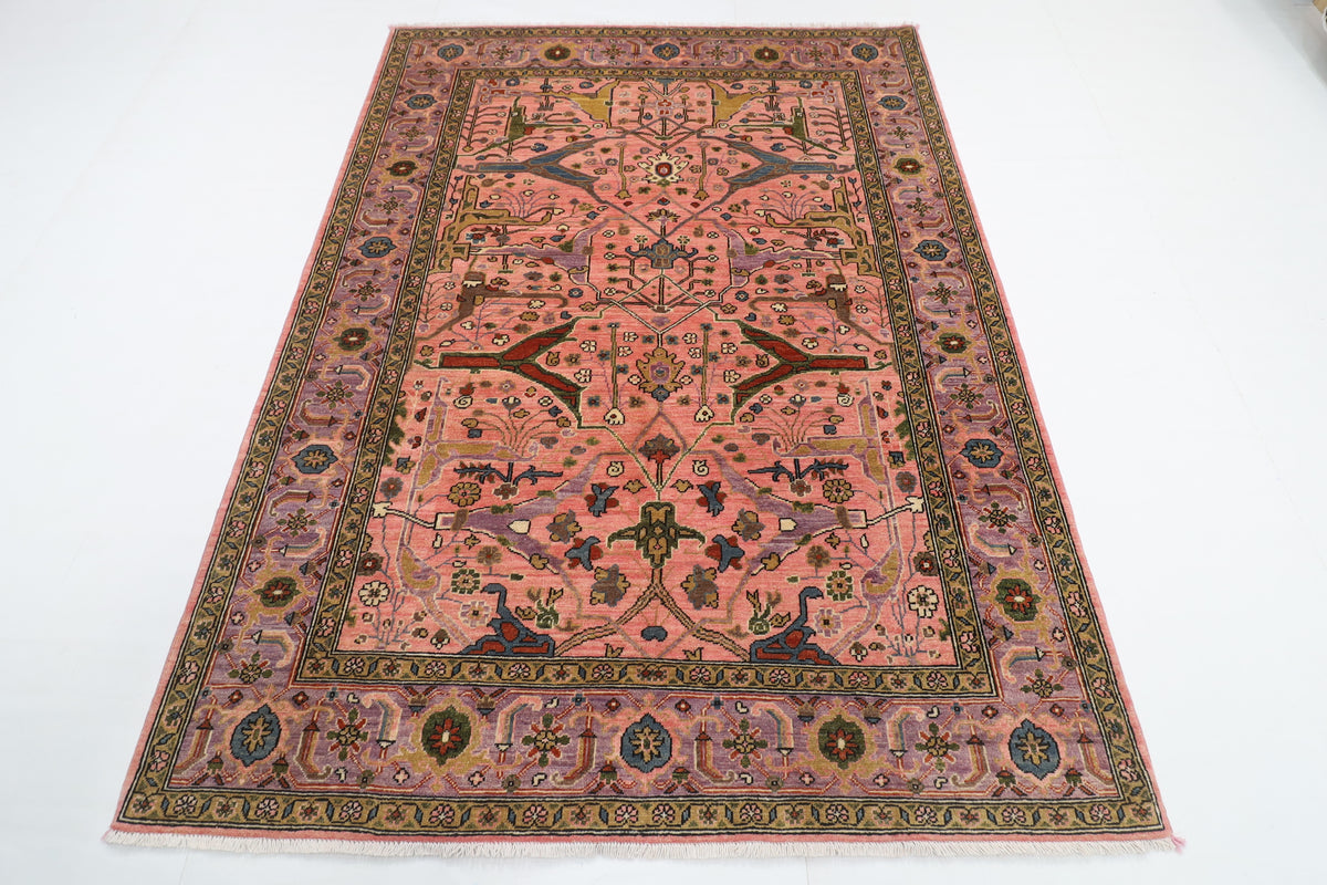 164 x 222 cm | Bidjar Pink Design Hand Knotted Veg Dye Wool Afghan Carpet