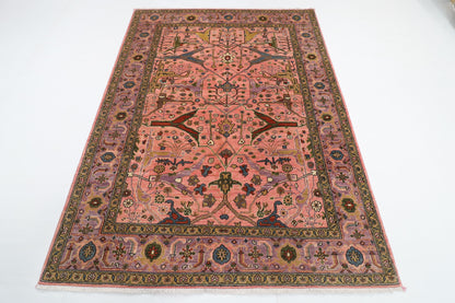 164 x 222 cm | Bidjar Pink Design Hand Knotted Veg Dye Wool Afghan Carpet