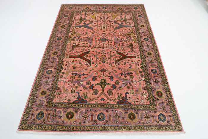 164 x 222 cm | Bidjar Pink Design Hand Knotted Veg Dye Wool Afghan Carpet