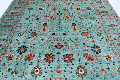 301 x 393 cm | Sultani Turquoise Afghan Tribal Hand Knotted Veg Dye Wool carpet