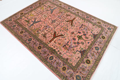 164 x 222 cm | Bidjar Pink Design Hand Knotted Veg Dye Wool Afghan Carpet