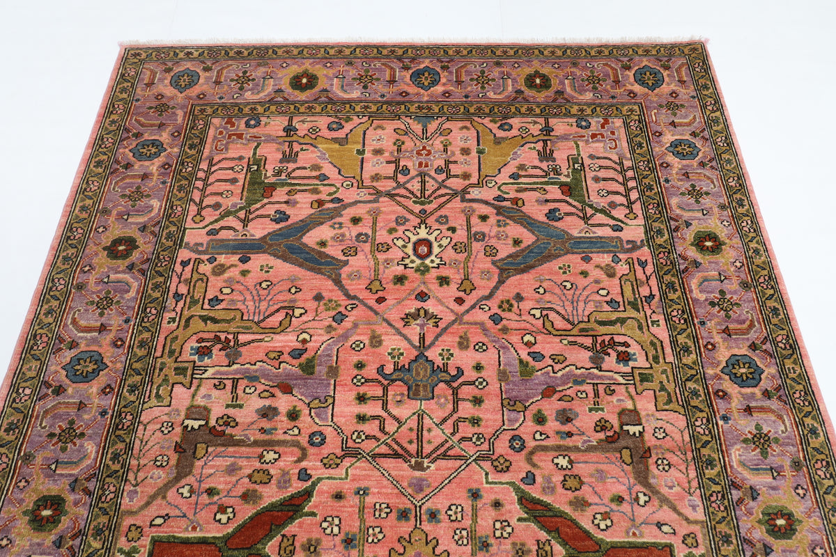 164 x 222 cm | Bidjar Pink Design Hand Knotted Veg Dye Wool Afghan Carpet