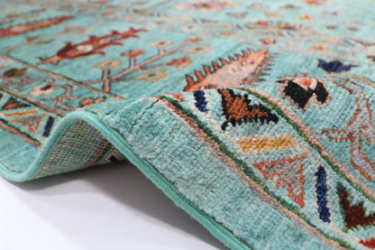 301 x 393 cm | Sultani Turquoise Afghan Tribal Hand Knotted Veg Dye Wool carpet