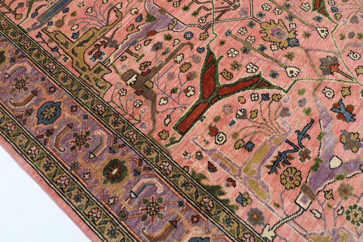 164 x 222 cm | Bidjar Pink Design Hand Knotted Veg Dye Wool Afghan Carpet