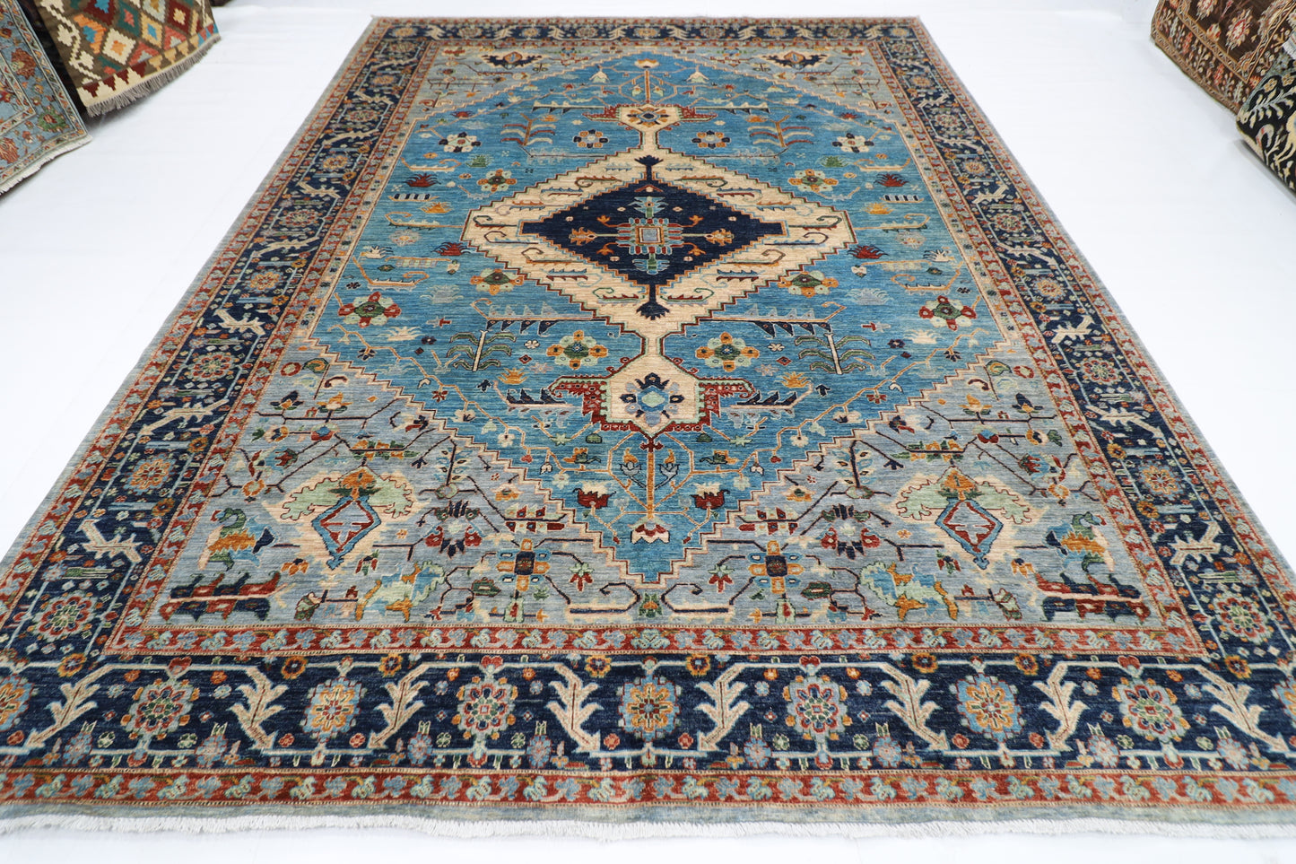 277 x 363 cm | Serapi Afghan Tribal Hand Knotted Veg Dye Wool carpet