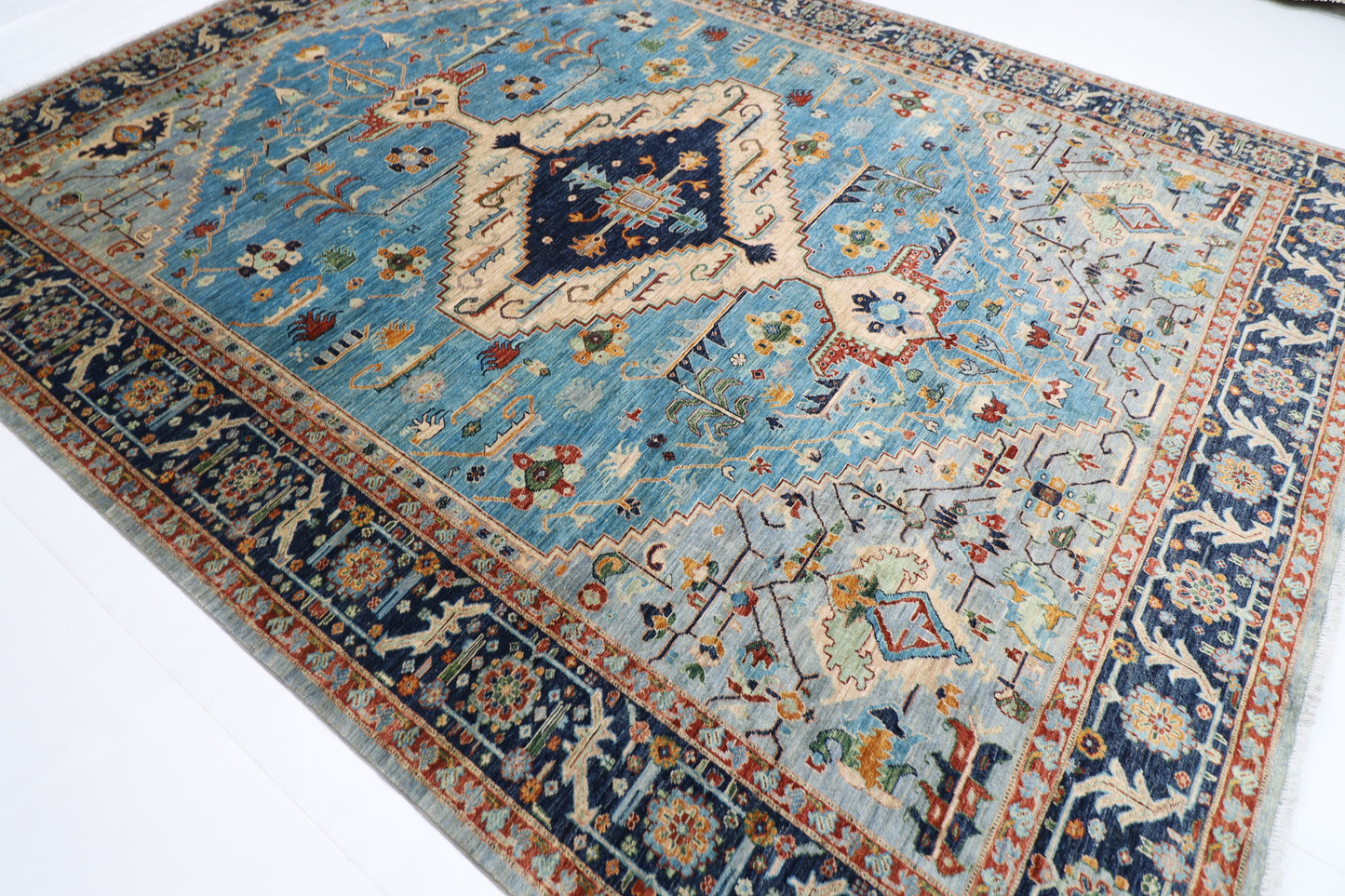 277 x 363 cm | Serapi Afghan Tribal Hand Knotted Veg Dye Wool carpet