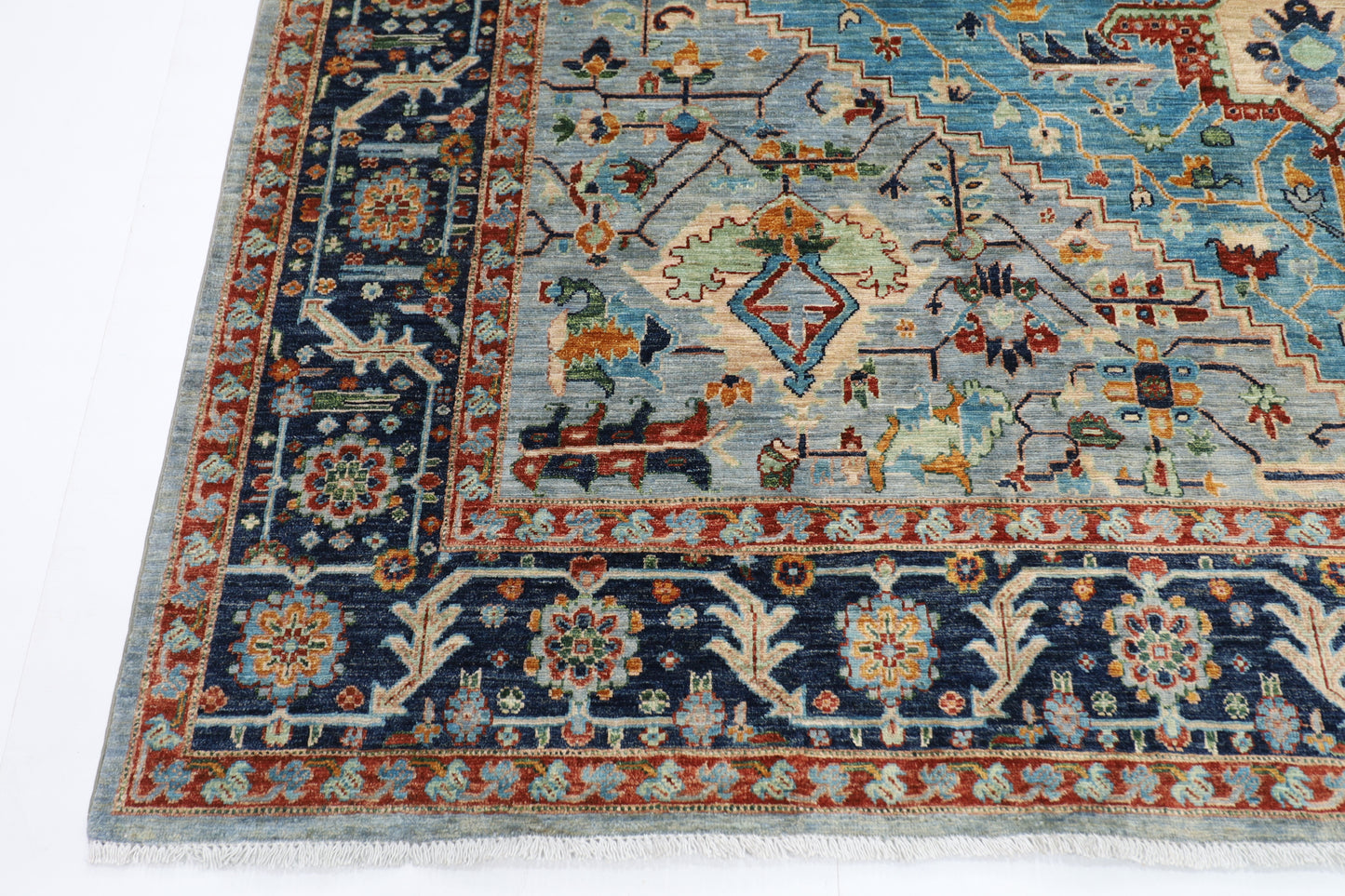 277 x 363 cm | Serapi Afghan Tribal Hand Knotted Veg Dye Wool carpet