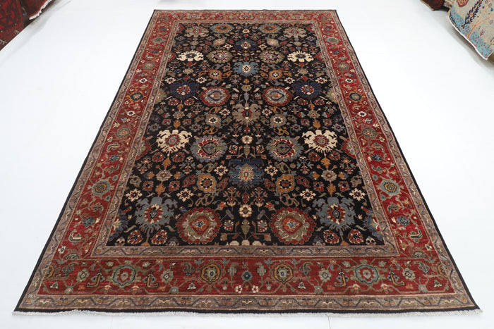 202 x 301 cm | Serapi Blue Design Hand Knotted Veg Dye Wool Afghan Carpet