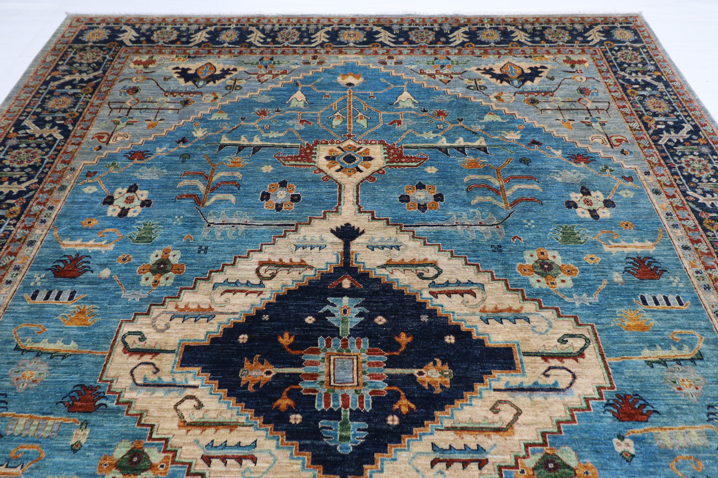 277 x 363 cm | Serapi Afghan Tribal Hand Knotted Veg Dye Wool carpet