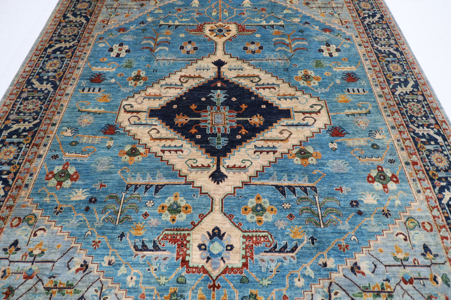 277 x 363 cm | Serapi Afghan Tribal Hand Knotted Veg Dye Wool carpet
