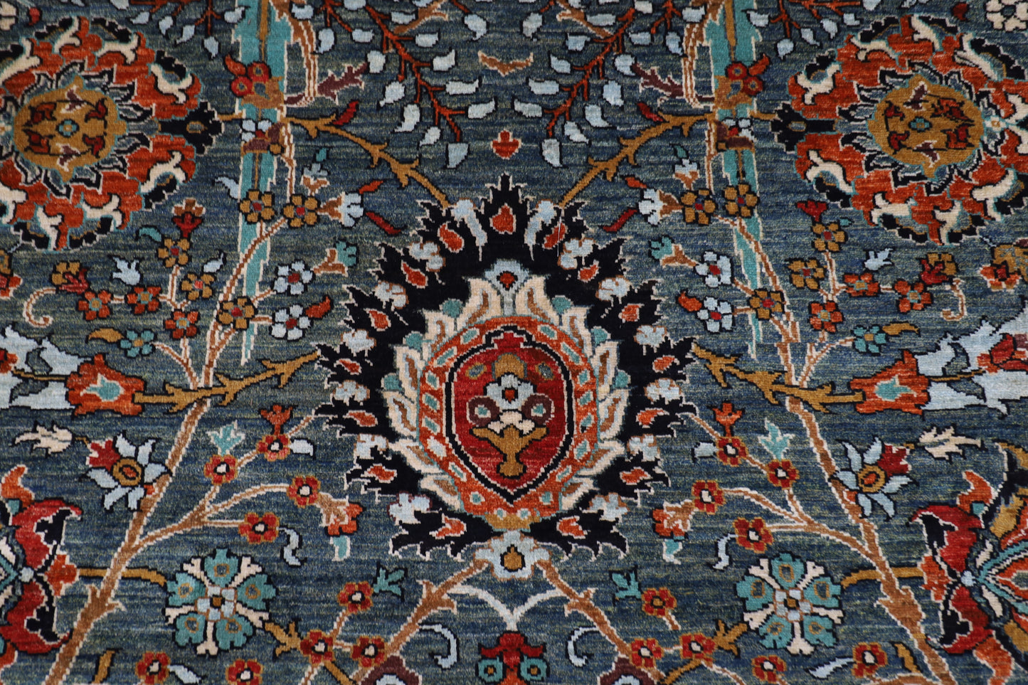 249 x 298 cm | Oriental Green Area Rug Afghan Hand Knotted Veg Dye Wool carpet