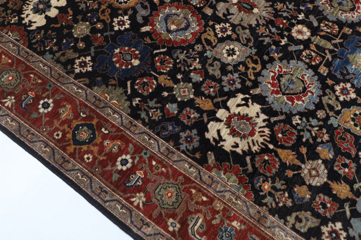 202 x 301 cm | Serapi Blue Design Hand Knotted Veg Dye Wool Afghan Carpet