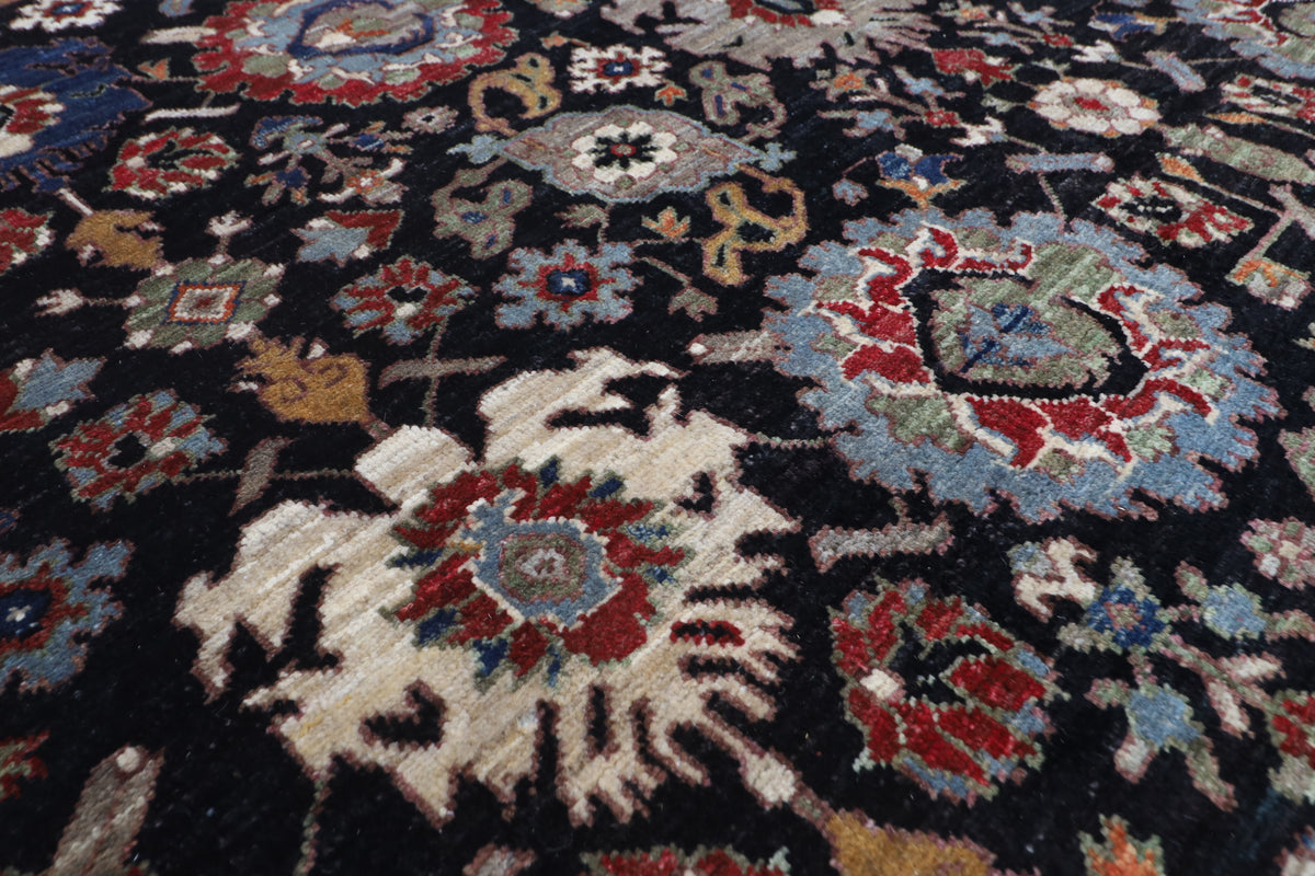 202 x 301 cm | Serapi Blue Design Hand Knotted Veg Dye Wool Afghan Carpet